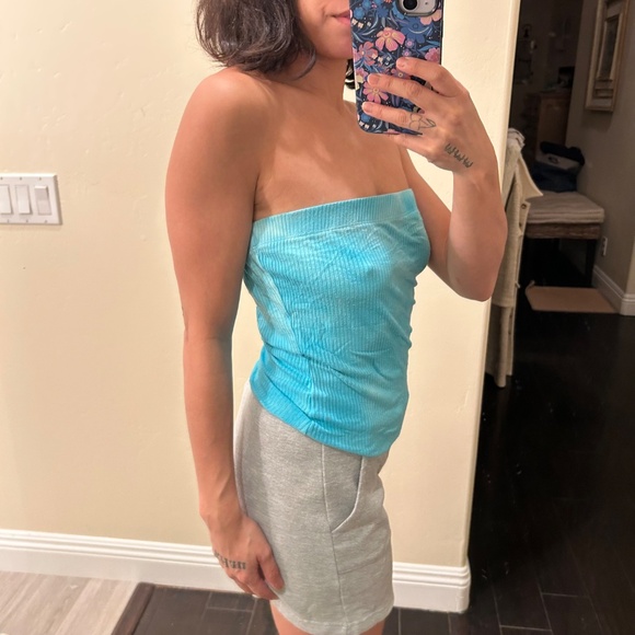Double Zero Turquoise Ribbed Tube Top Size Large - Picture 5 of 6